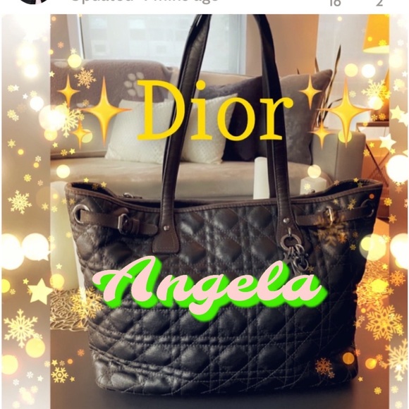 ✨SOLD✨Christian Dior Panarea Cloth Quilt Metallic Gray Tote Bag Silver Hardware - Picture 2 of 16